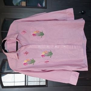 Spring butterfly flowers button pink stripes up